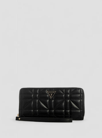 GUESS Womens Black Edita Large Zip Around Wallet QG9625146 Front View