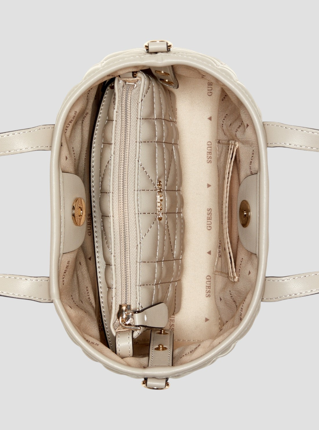 GUESS Womens Beige Edita Mini Tote Bag QG962575 Inside View