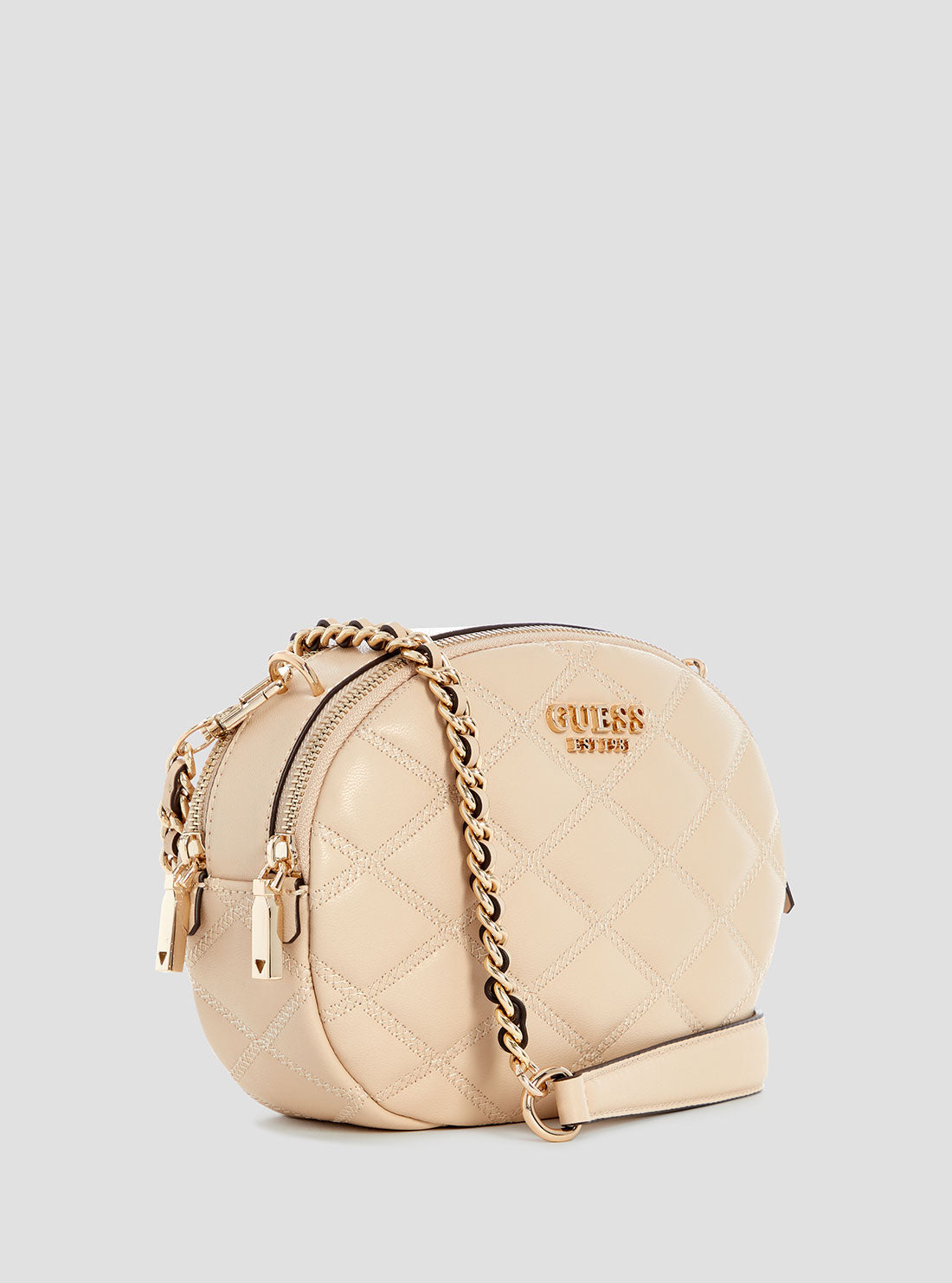GUESS Womens Beige Tamsin Double Zip Crossbody Bag QG963212 Side View