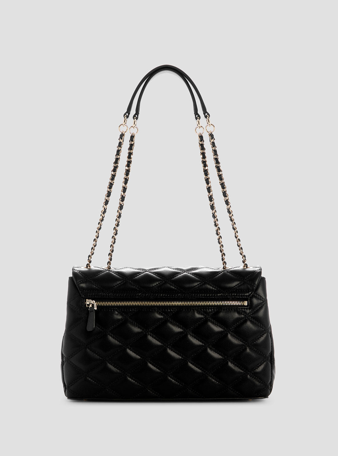 GUESS Womens Black Tamsin Large Convertible Crossbody Flap QG963219 Back View