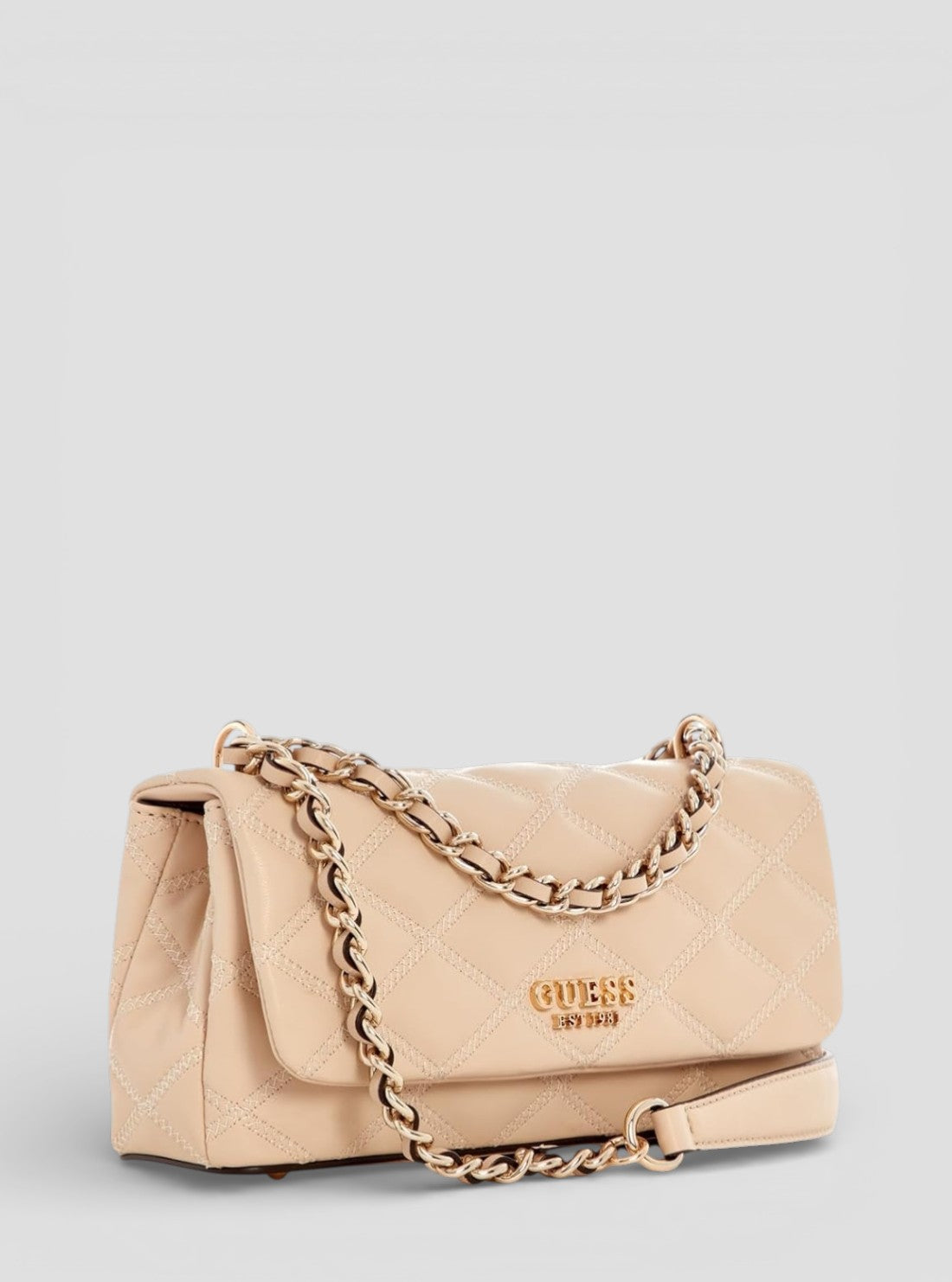 GUESS Womens Beige Tamsin Convertible Crossbody Flap Bag QG963221 Side View