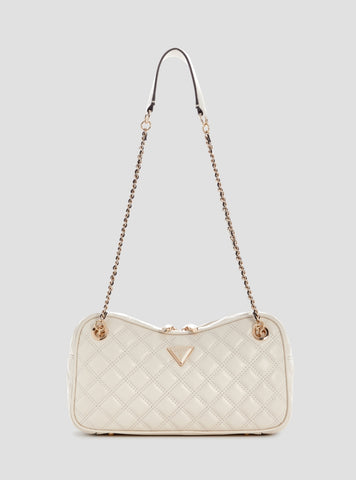 GUESS Womens White Giully II Shoulder Satchel Bag QG967309 Front View