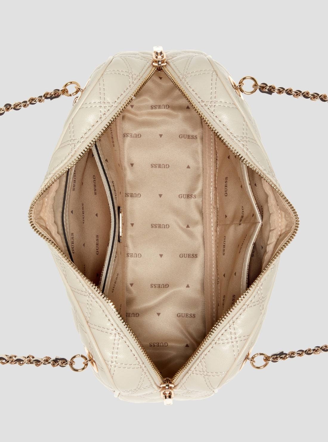 GUESS Womens White Giully II Shoulder Satchel Bag QG967309 Inside View