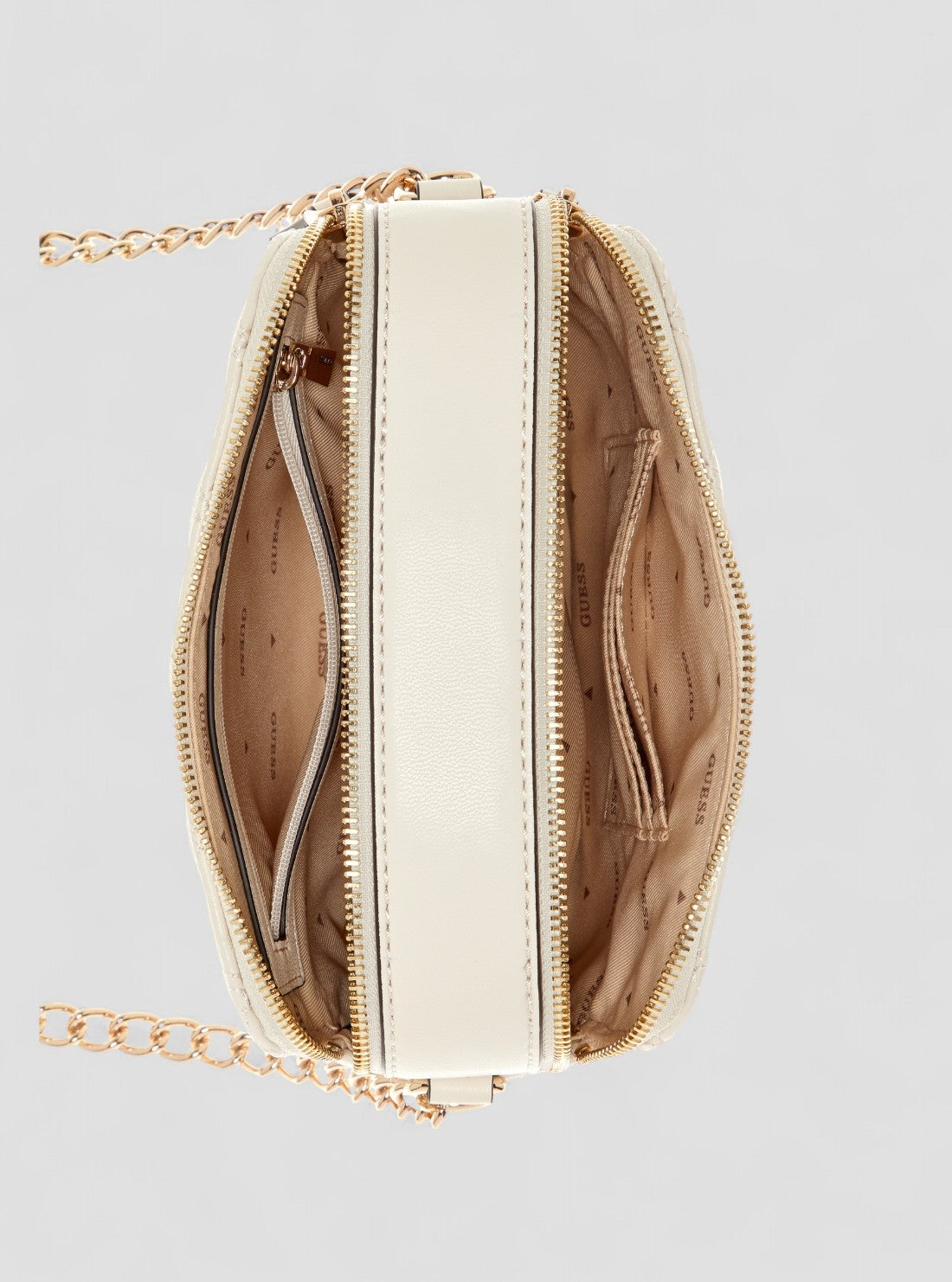 GUESS Womens White Giully Camera Crossbody Bag QG967314 Inside View