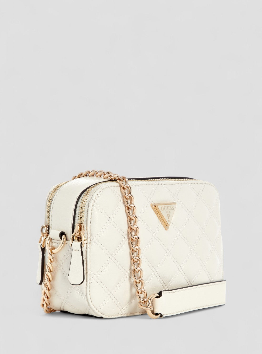 GUESS Womens White Giully Camera Crossbody Bag QG967314 Front Side View