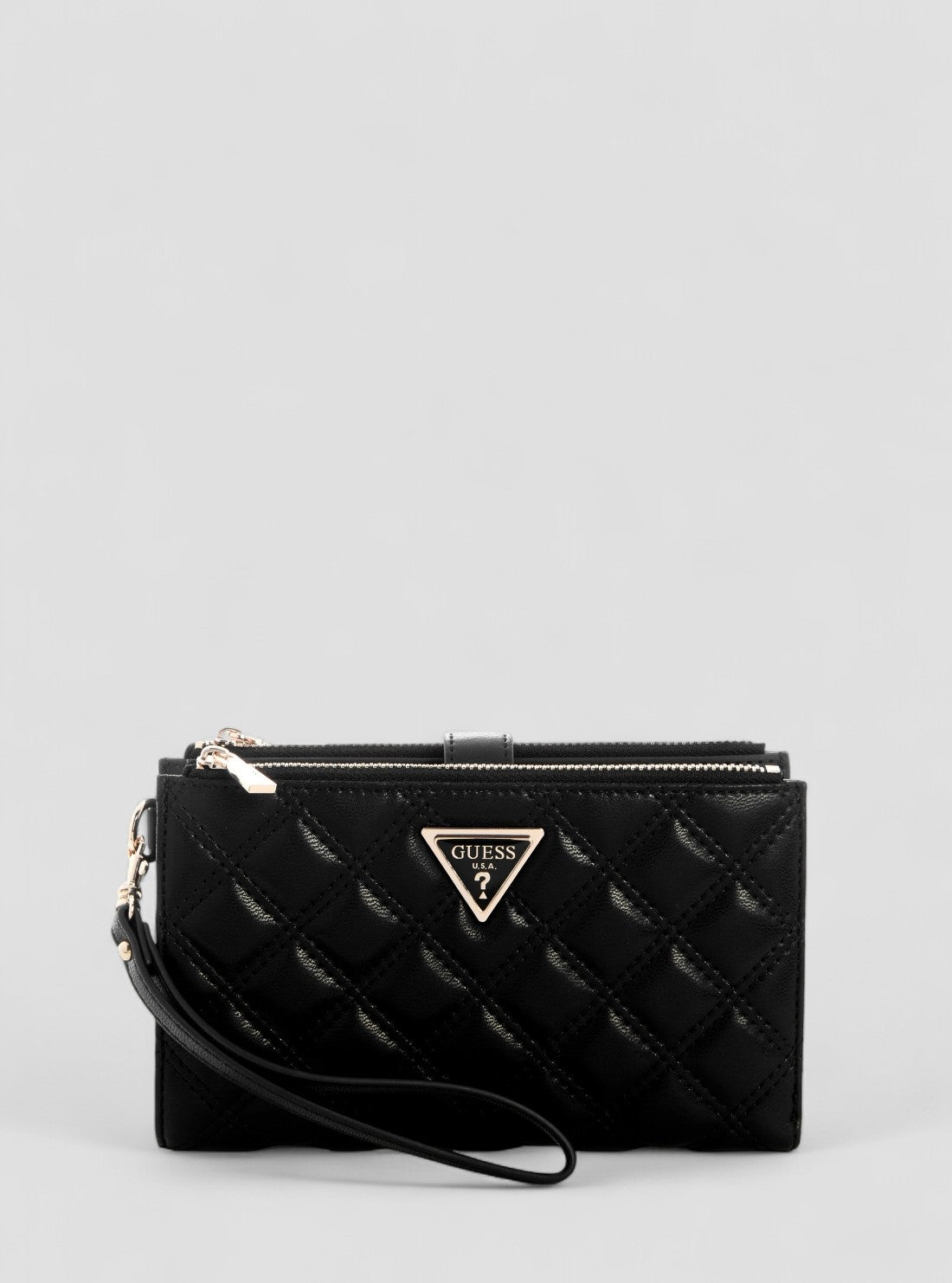 GUESS Womens Black Giully Double Zip Organiser Wallet QG9673157 Front View