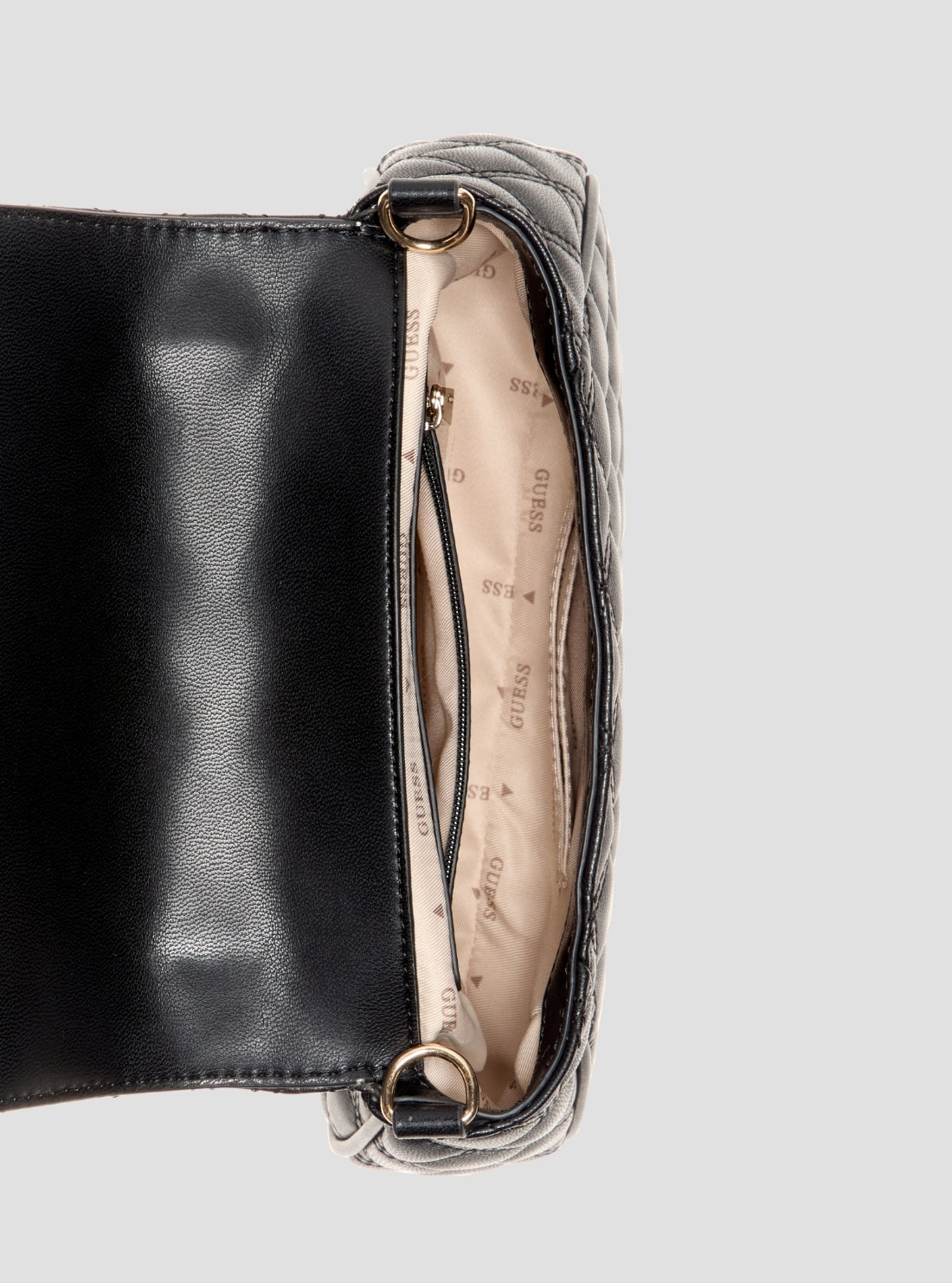 GUESS Womens Black Giully II Top Handle Flap Bag QG967319 Inside View