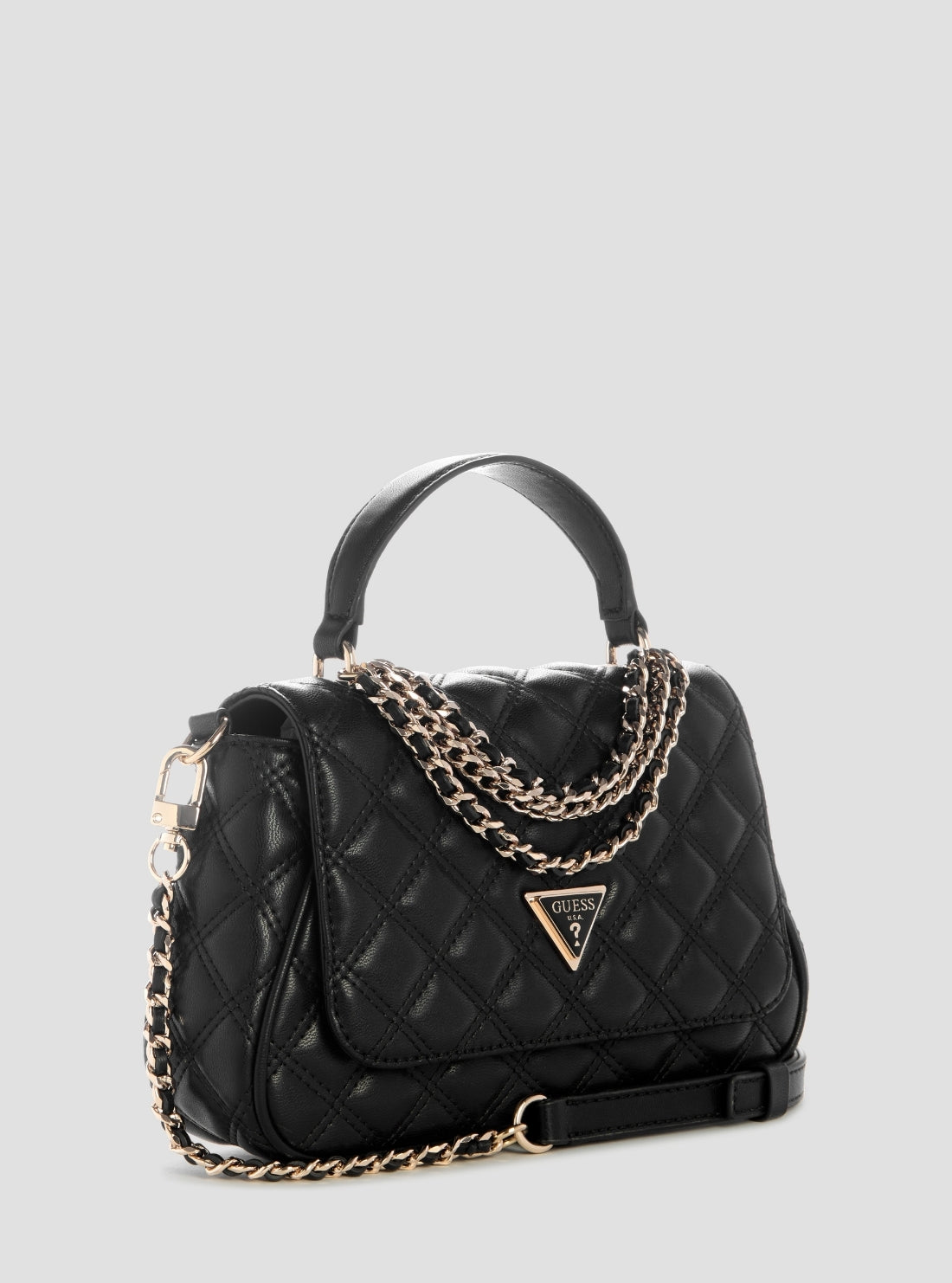GUESS Womens Black Giully II Top Handle Flap Bag QG967319 Side View