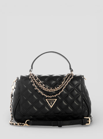GUESS Womens Black Giully II Top Handle Flap Bag QG967319 Front View