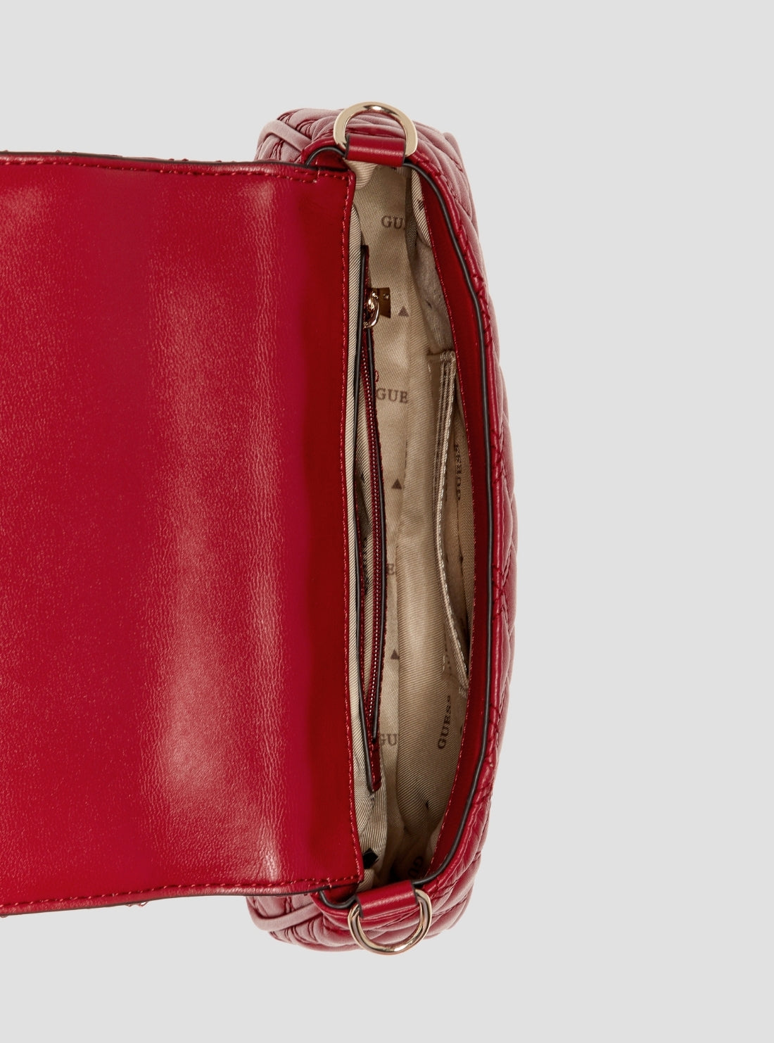 GUESS Womens Red Giully II Top Handle Flap Bag QG967319 Inside View