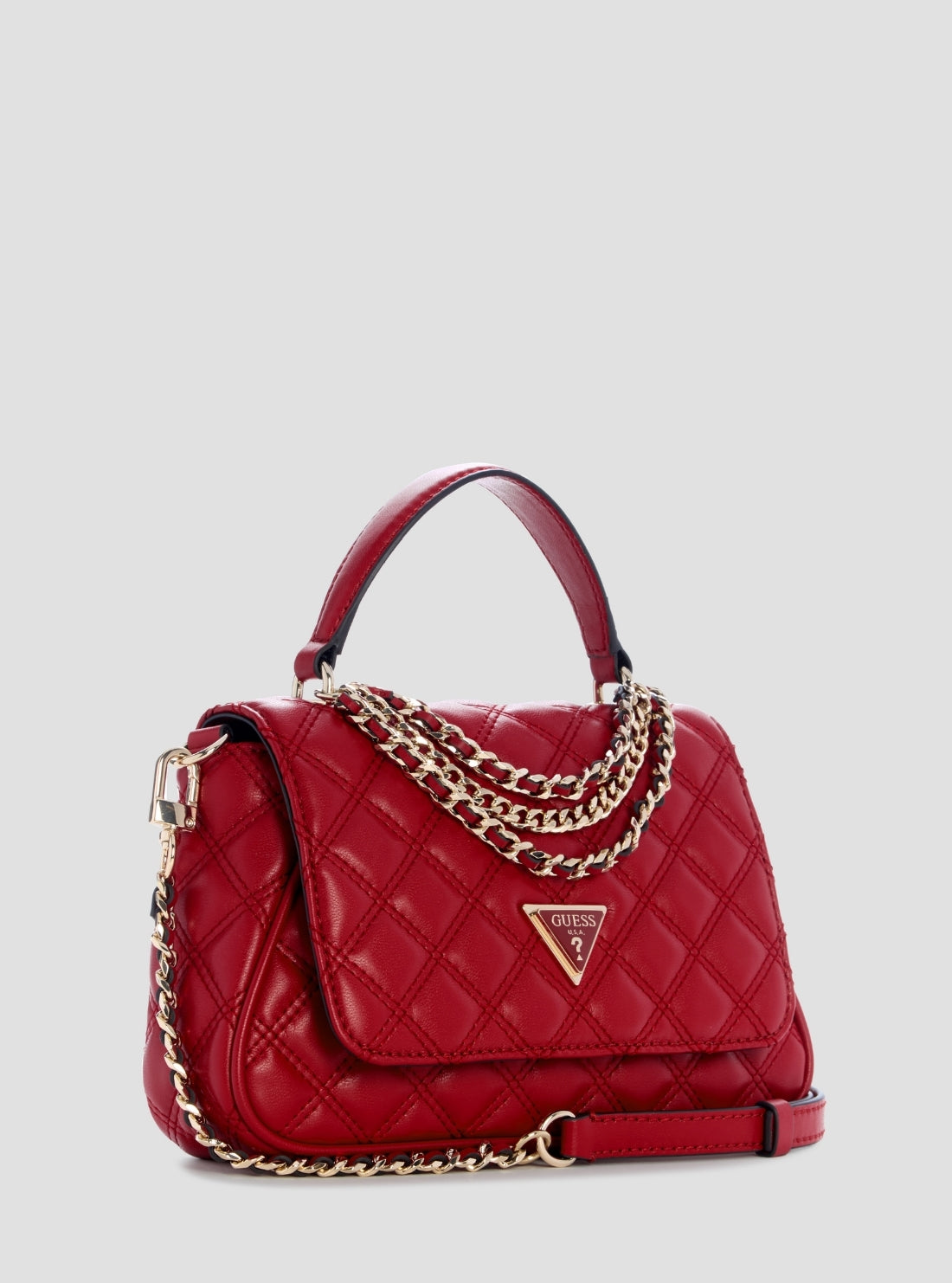 GUESS Womens Red Giully II Top Handle Flap Bag QG967319 Side View
