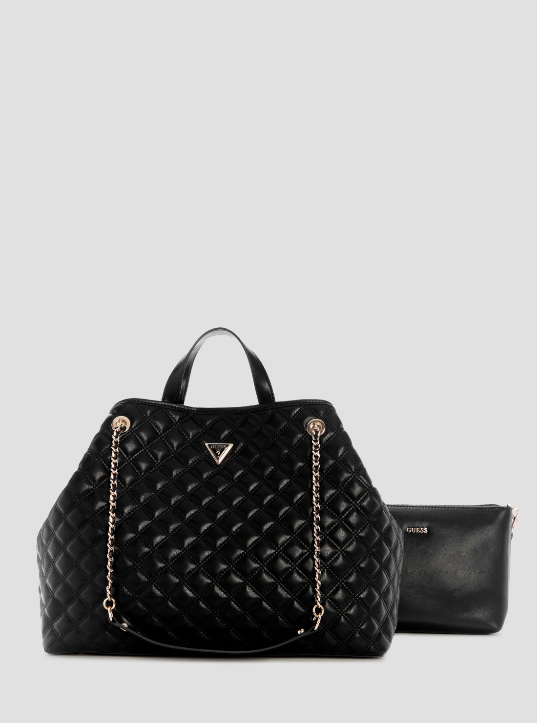 GUESS Womens Black Giully II Large 2-in-1 Tote Bag QG967329 Front View