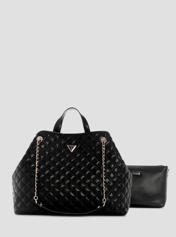 GUESS Womens Black Giully II Large 2-in-1 Tote Bag QG967329 Front View