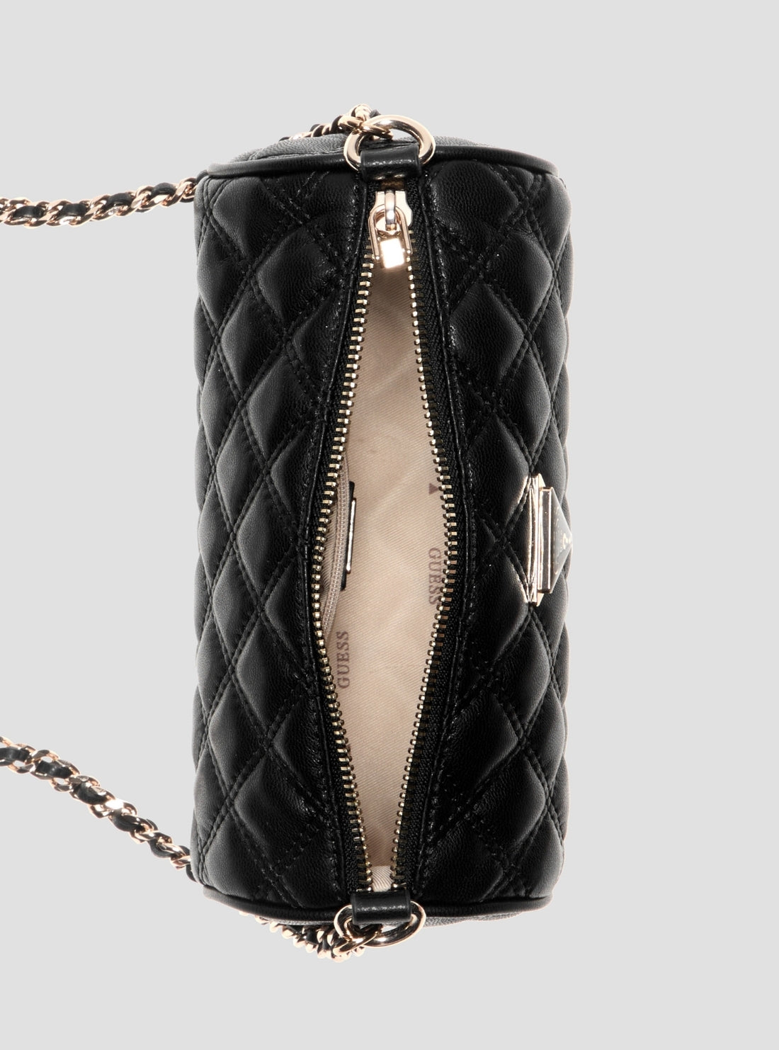 GUESS Womens Black Giully II Mini Barrel Bag QG967372 INside View