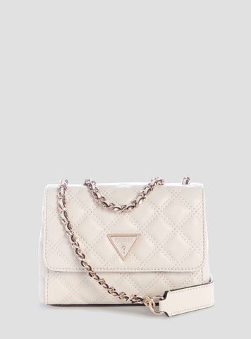 GUESS Womens White Giully II Mini Convertible Flap Bag QG967374 Front View