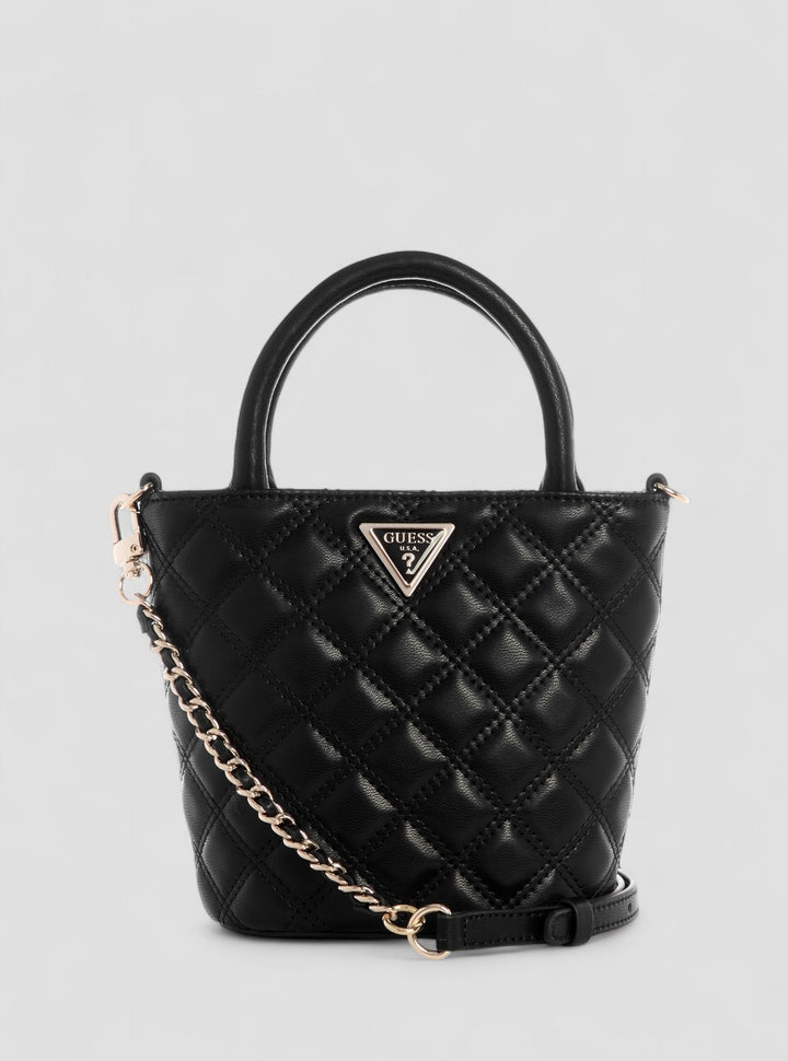 GUESS Womens Black Giully Mini Tote Bag QG967376 Front View