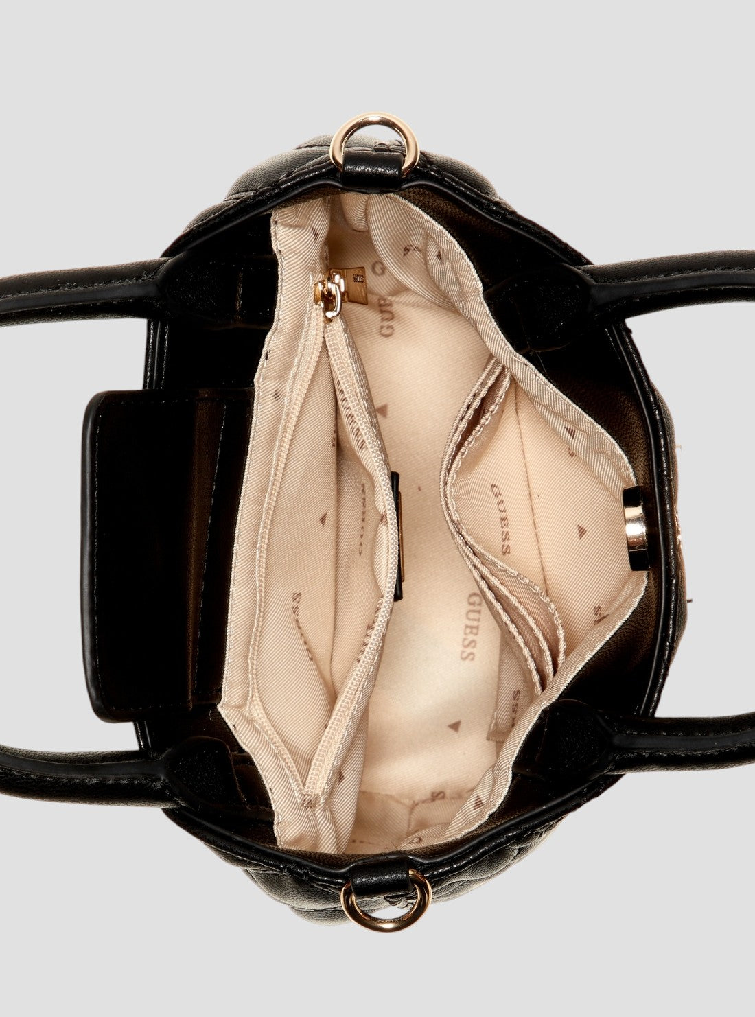 GUESS Womens Black Giully Mini Tote Bag QG967376 Inside View