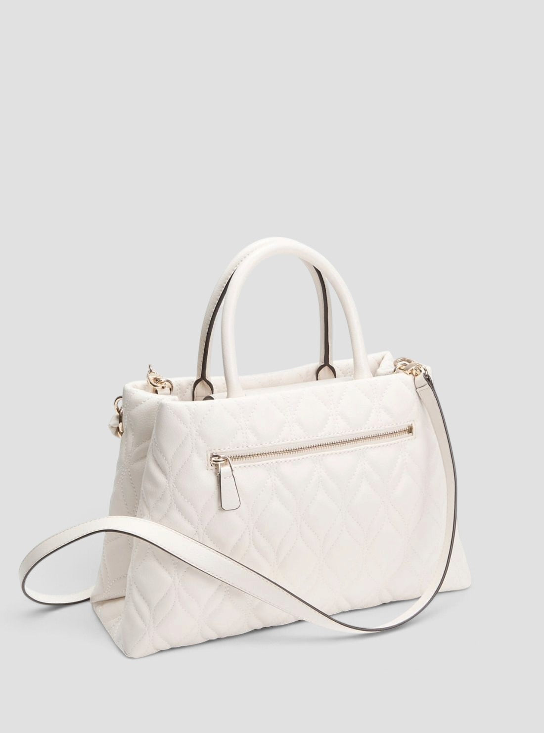 GUESS Womens Off White Maxine Girlfriend Satchel Bag QG973306 Back View