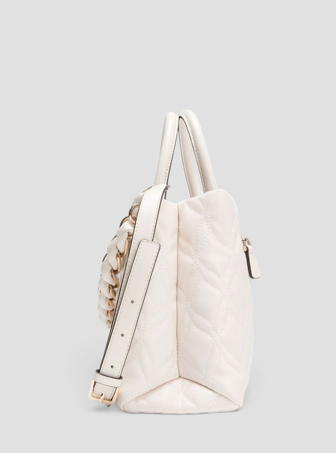 GUESS Womens Off White Maxine Girlfriend Satchel Bag QG973306 Side View