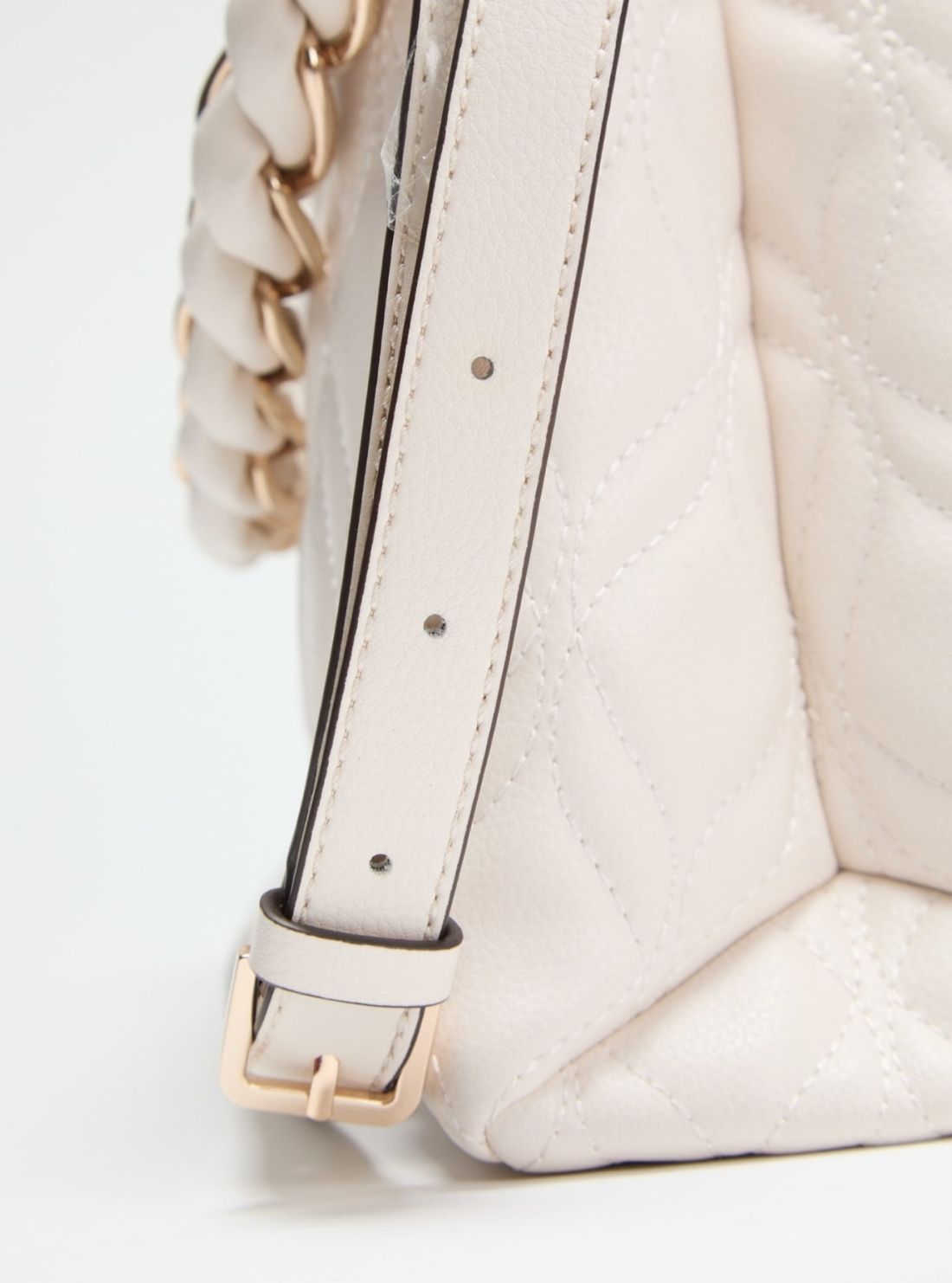 GUESS Womens Off White Maxine Girlfriend Satchel Bag QG973306 Detail View