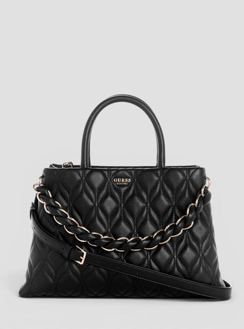 GUESS Womens Black Maxine Girlfriend Satchel Bag QG973306 Front View