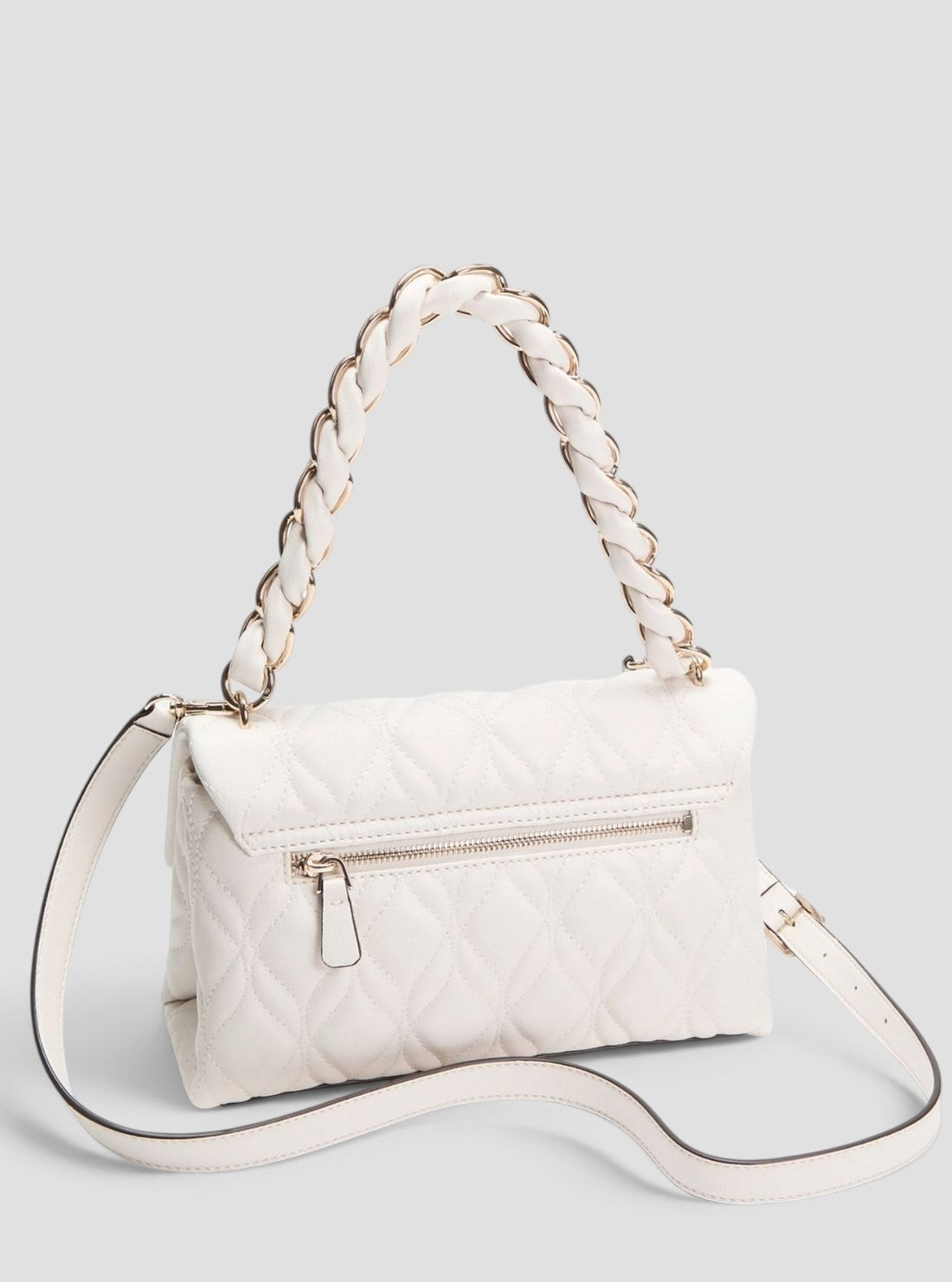 GUESS Womens Off-White Maxine Flap Crossbody Bag QG973320 Back View
