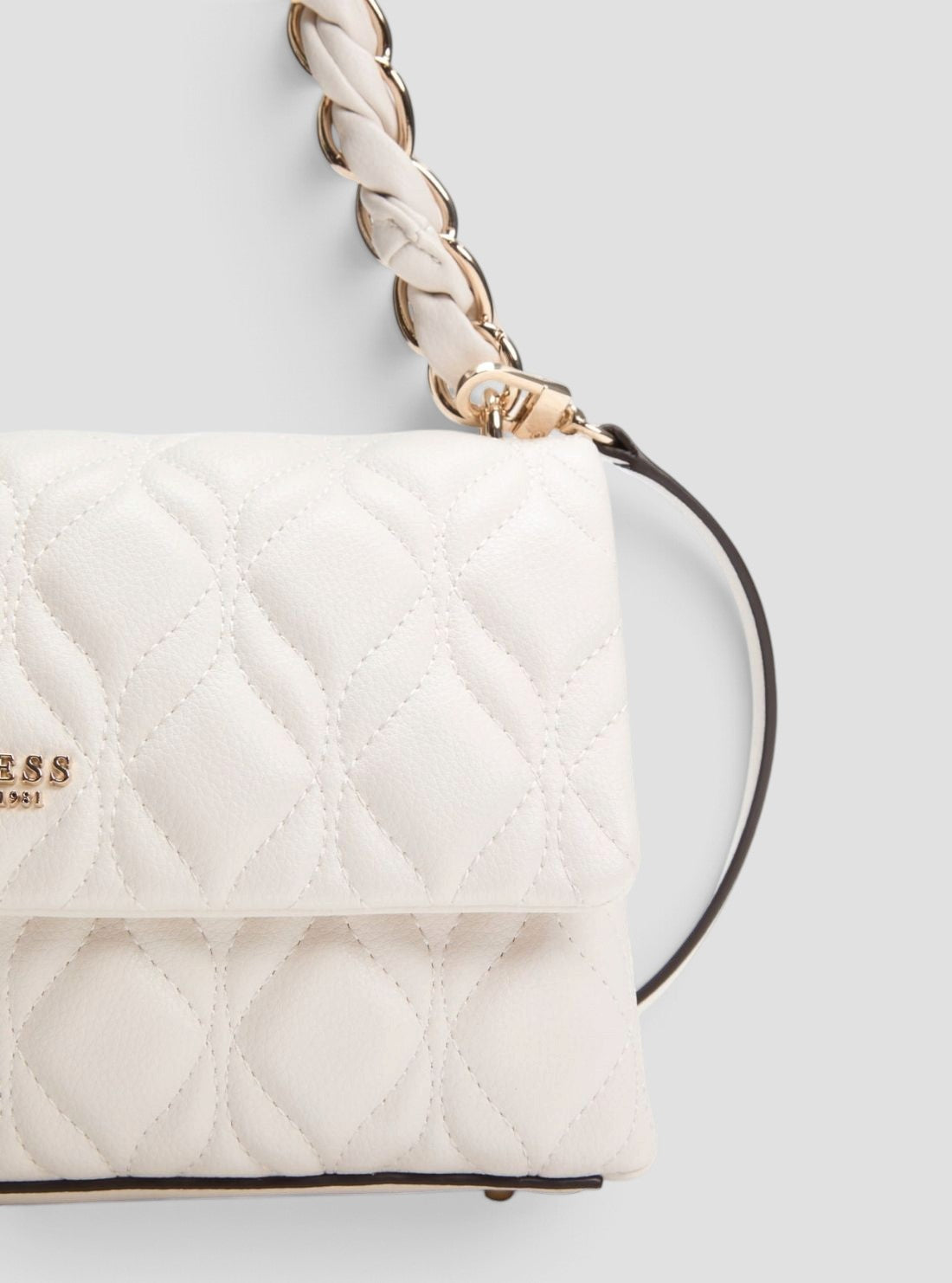 GUESS Womens Off-White Maxine Flap Crossbody Bag QG973320 Detail View3