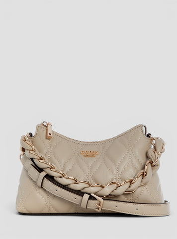 GUESS Womens Light-Taupe Maxine Mini Shoulder Bag QG973372 Front View