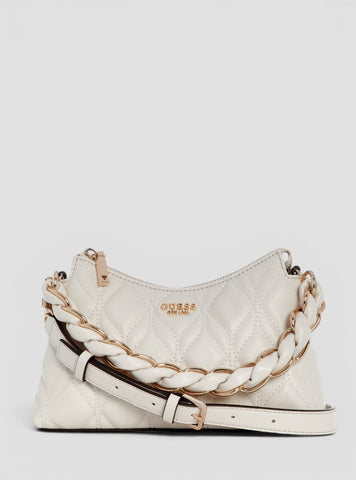 GUESS Womens Off-White Maxine Mini Shoulder Bag QG973372 Front View