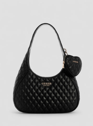 GUESS Womens Black Atabey Hobo Bag QG989401 Front View