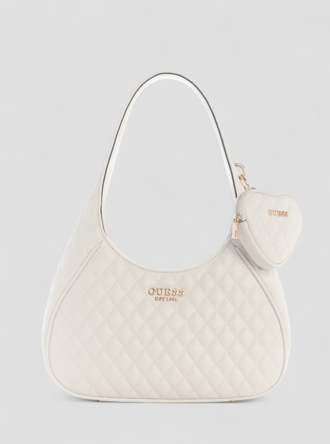 GUESS Womens White Atabey Hobo Bag QG989401 Front View
