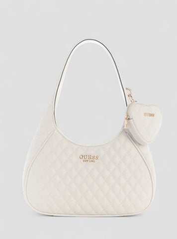 GUESS Womens White Atabey Hobo Bag QG989401 Front View