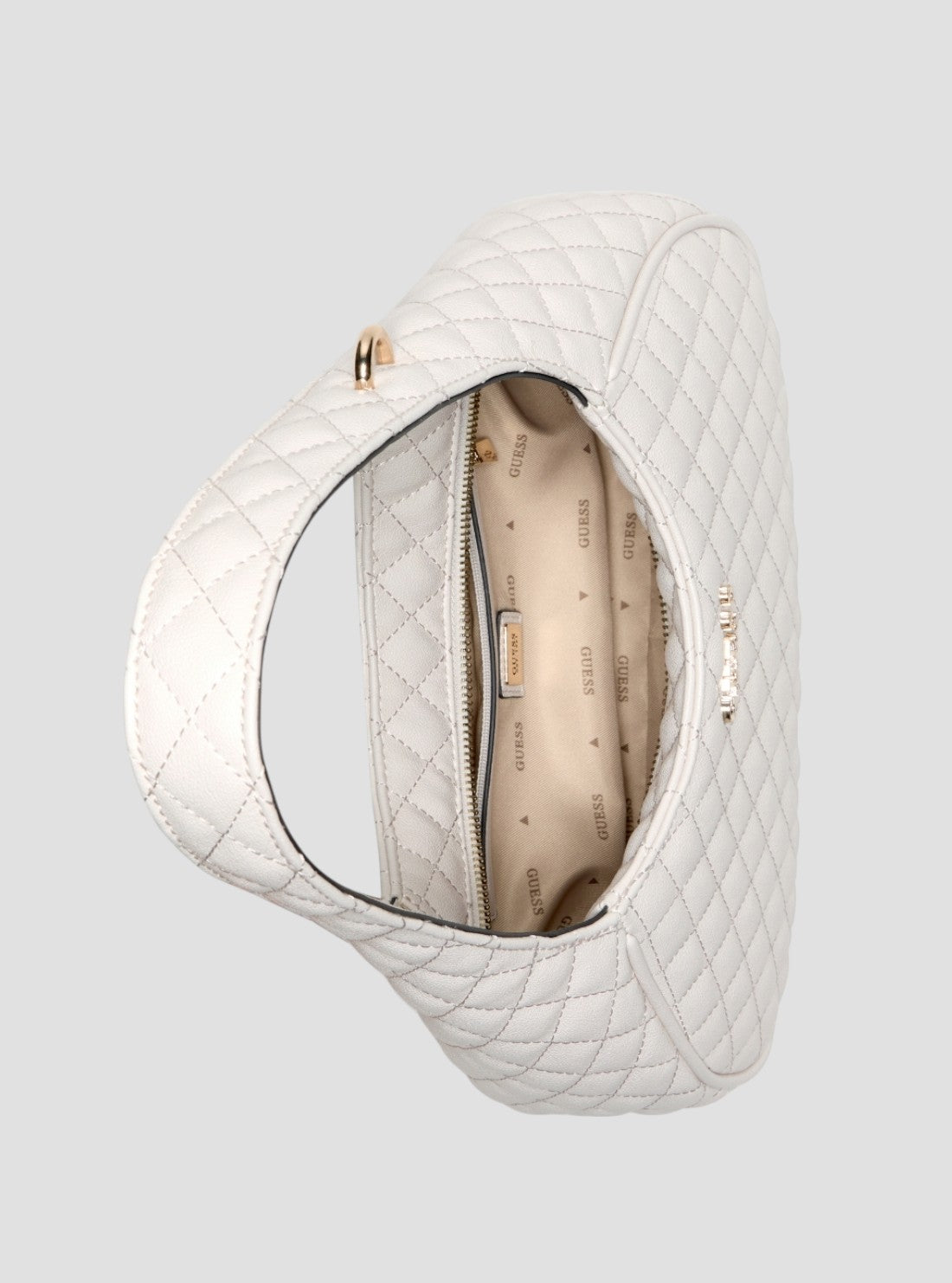 GUESS Womens White Atabey Hobo Bag QG989401 Inside View