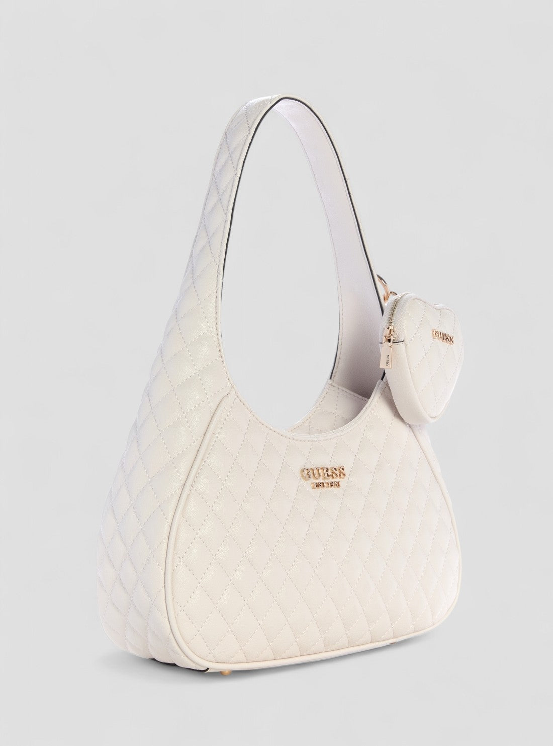 GUESS Womens White Atabey Hobo Bag QG989401 Front Side View