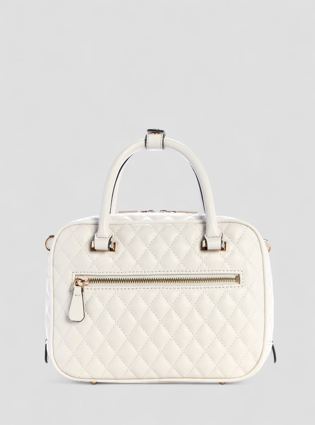 GUESS Womens White Atabey Box Satchel Bag QG989405 Back View