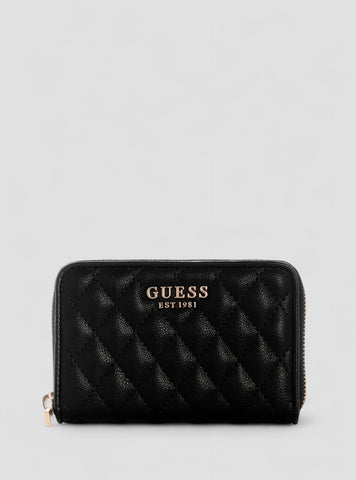 GUESS Womens Black Atabey Medium Zip Around Wallet QG9894140 Front View