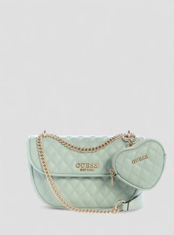 GUESS Womens Green Atabey Convertible Crossbody Flap Bag QG989421 Front View