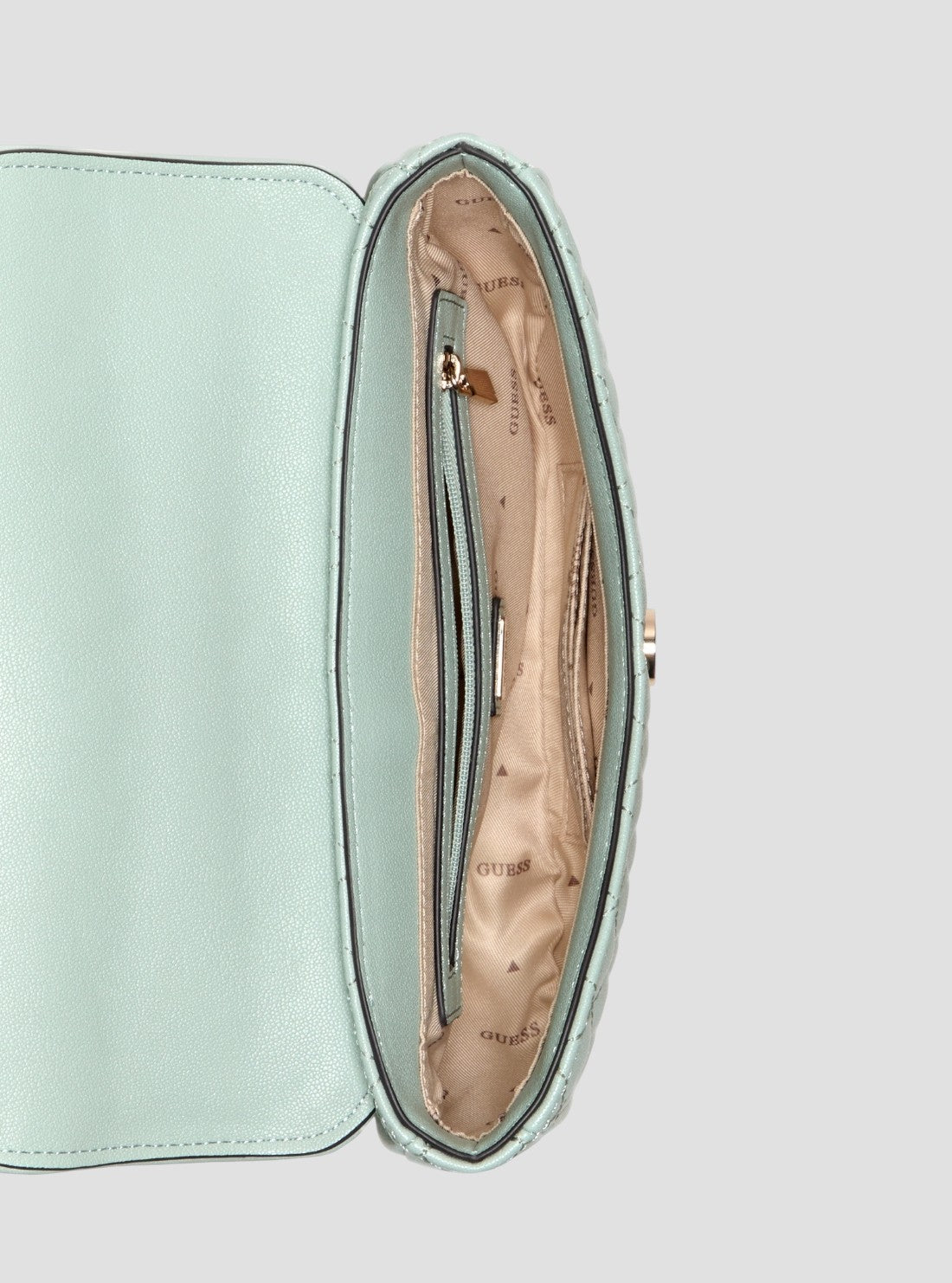 GUESS Womens Green Atabey Convertible Crossbody Flap Bag QG989421 Inside View