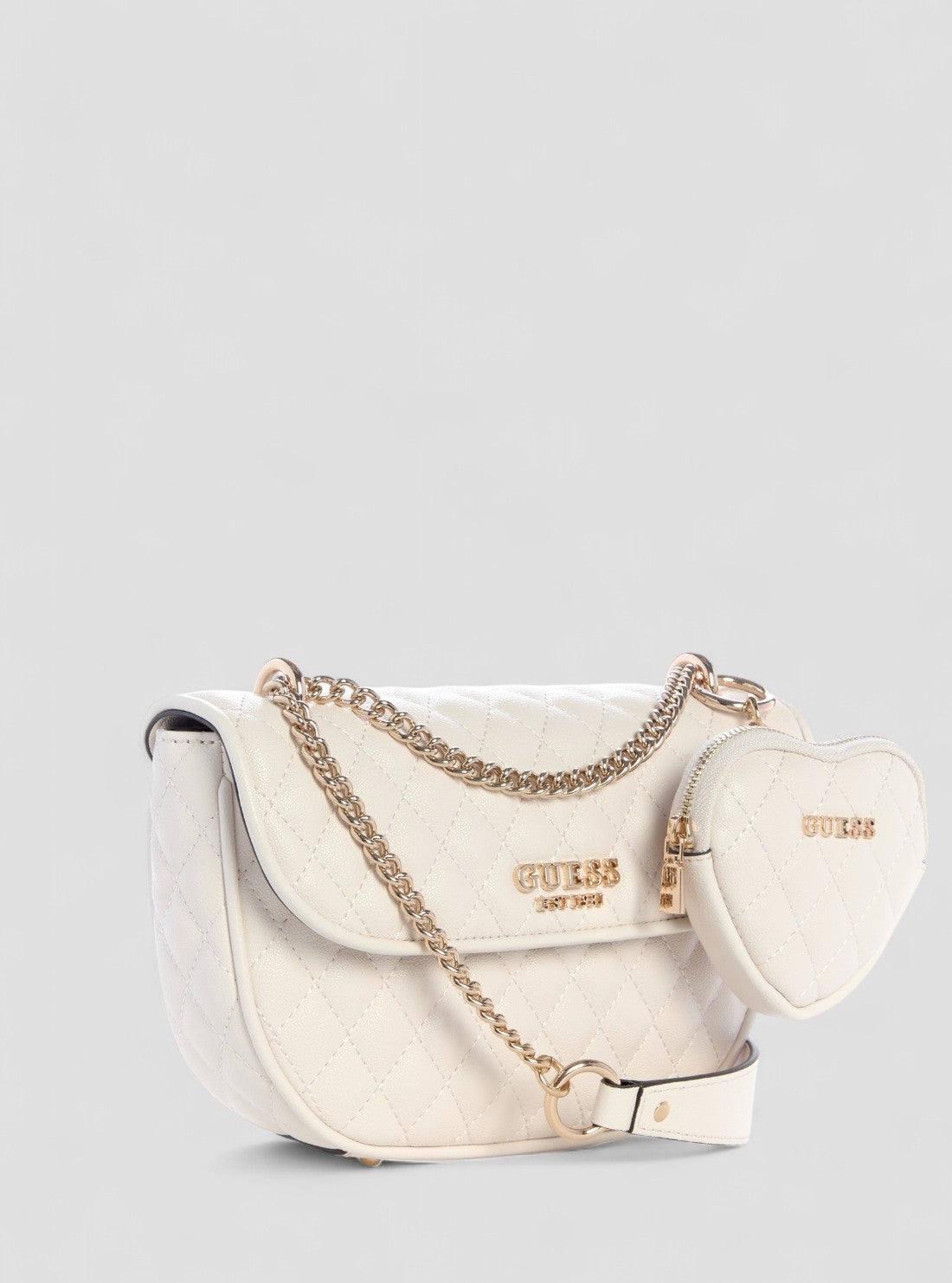 White Atabey Convertible Crossbody Flap Bag QG989421 Front Side View