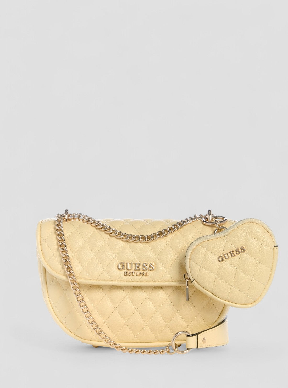 GUESS Womens Yellow Atabey Convertible Crossbody Flap Bag QG989421 Front View