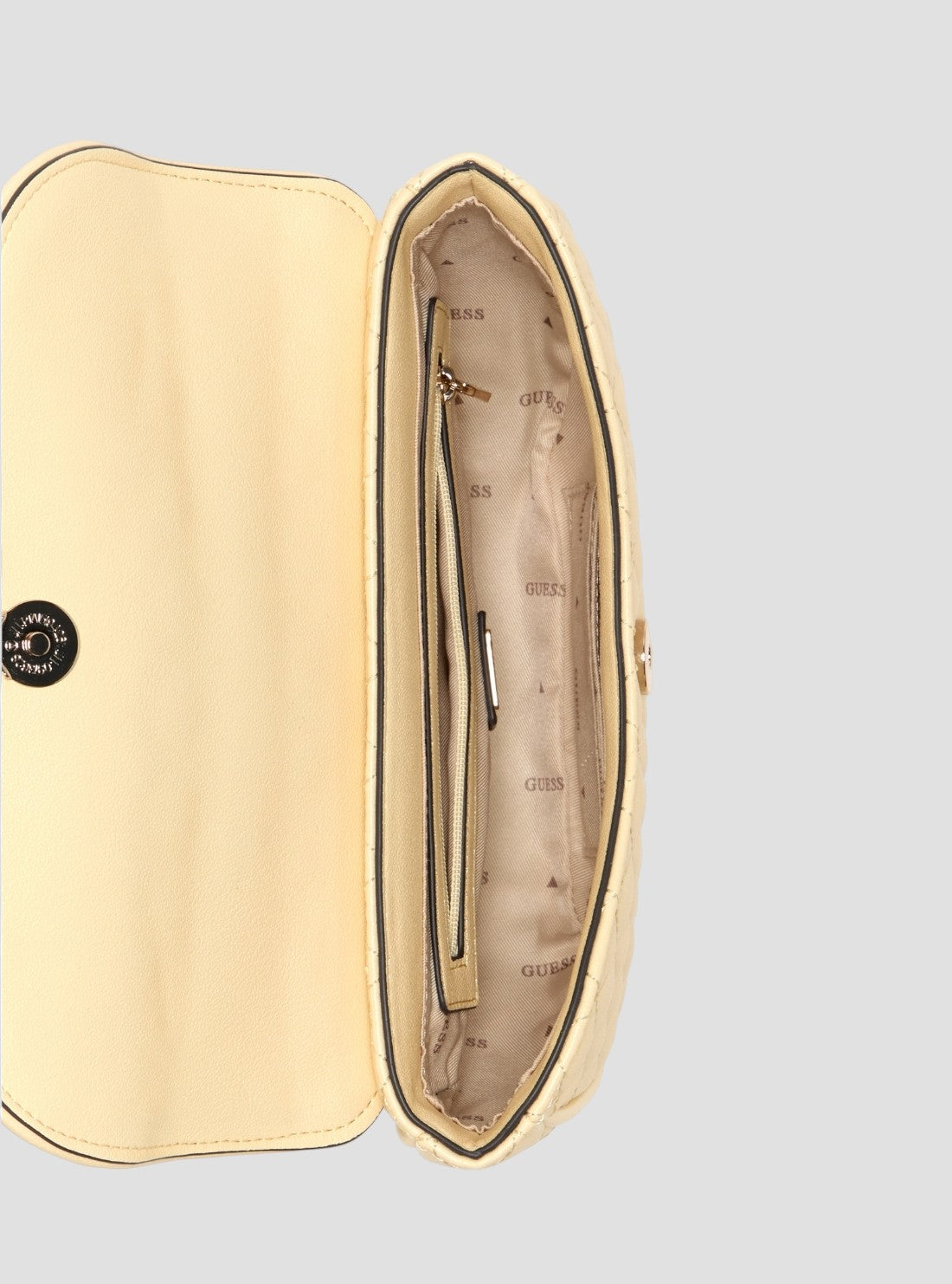 GUESS Womens Yellow Atabey Convertible Crossbody Flap Bag QG989421 Inside View