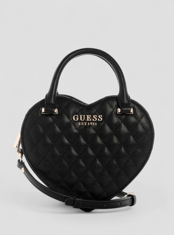 GUESS Womens Black Atabey Mini Heart Bag QG989477 Front View