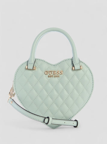 GUESS Womens Green Atabey Mini Heart Bag QG989477 Front View
