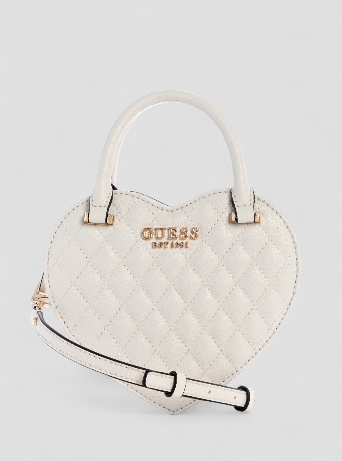 GUESS White Atabey Heart Bag QG989477 Front View