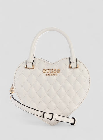 GUESS White Atabey Heart Bag QG989477 Front View
