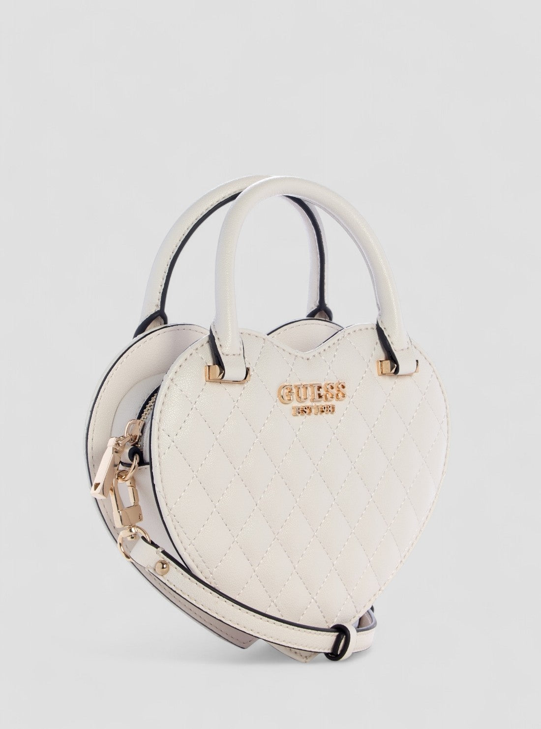 GUESS White Atabey Heart Bag QG989477 Front Side View