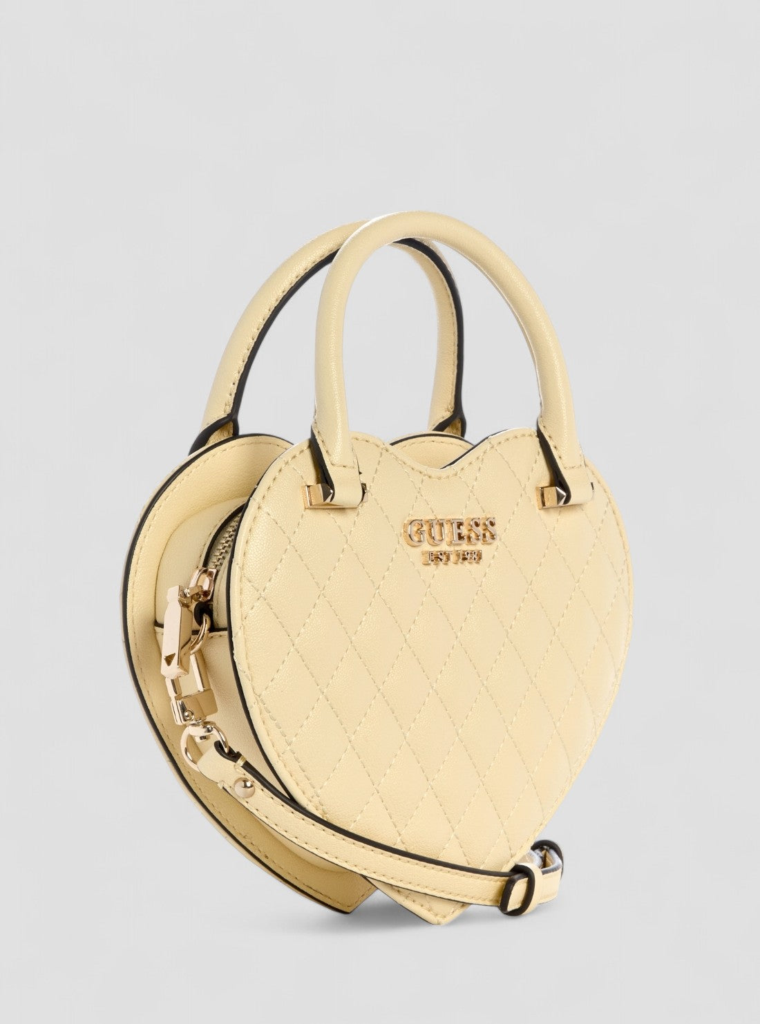  GUESS Womens Yellow Atabey Heart Bag QG989477 Front Side View