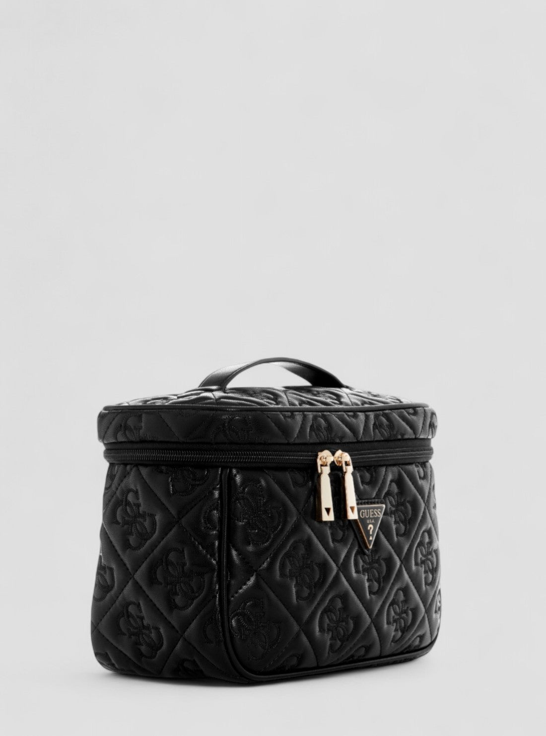 GUESS Womens Black Adelasia Toiletry Train Case QL9658039 Front Side View