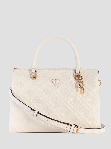 GUESS Women's White Adelasia Satchel Bag QL965806 Front View