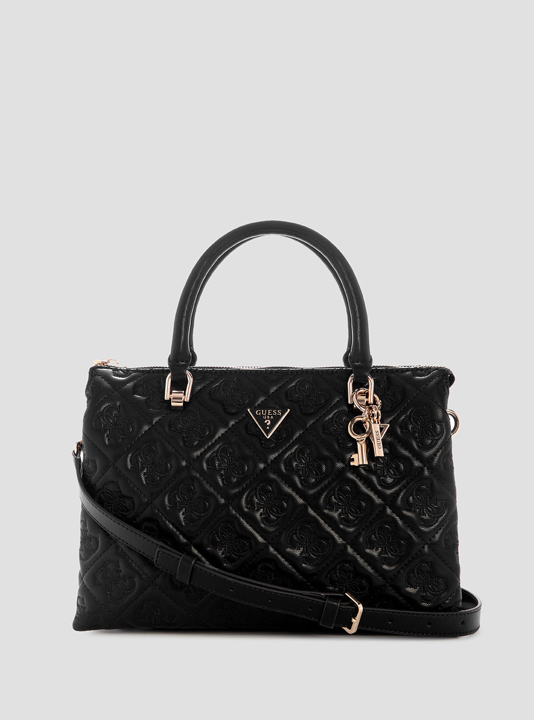 GUESS Womens Black Adelasia Satchel Bag QL965806 Front View